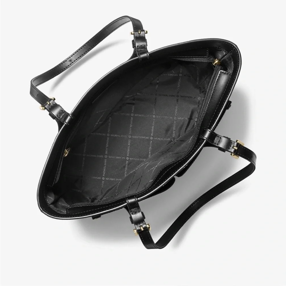 Michael Kors Jet Set Medium Double Pocket Tote Shoulder Bag Black